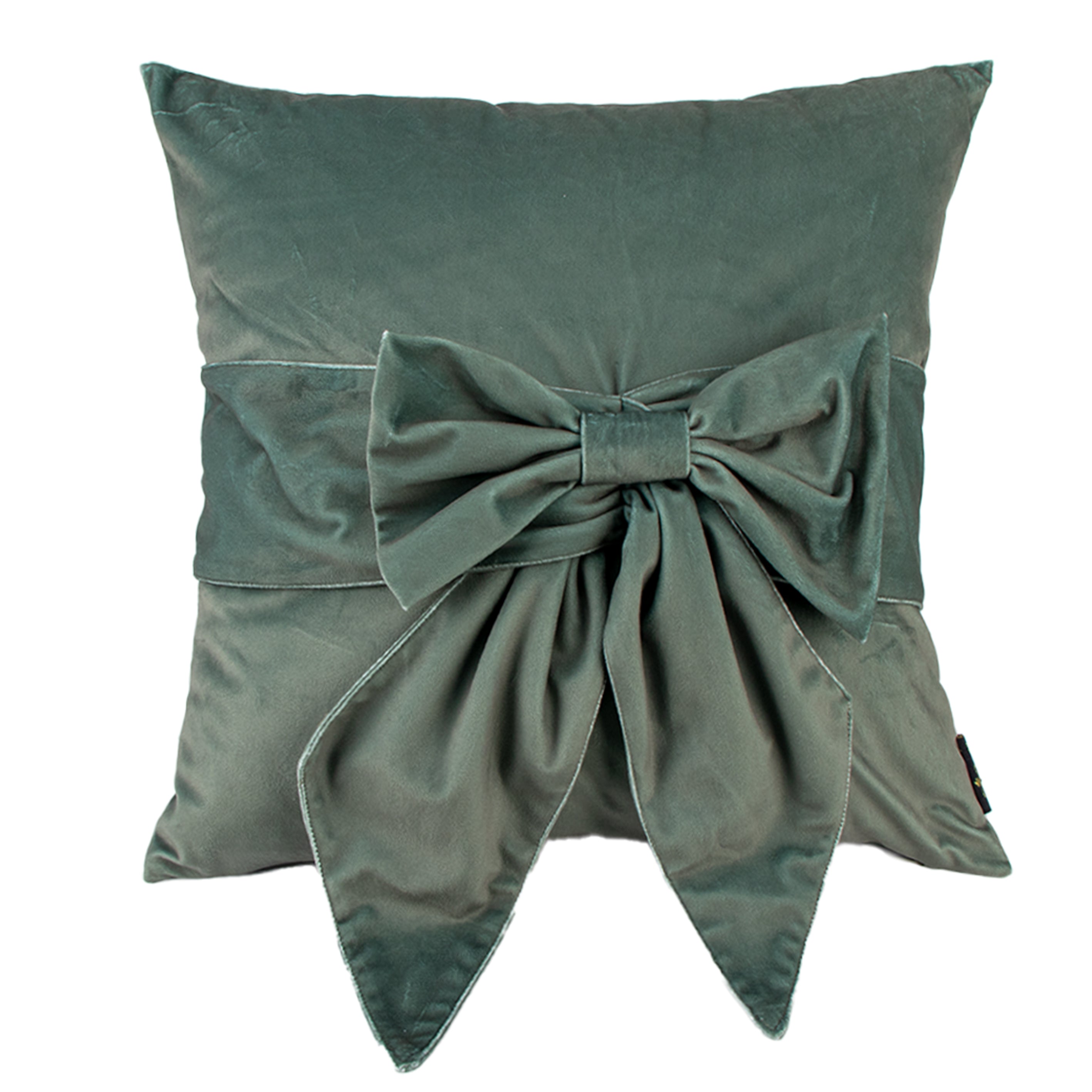Malini Tiedup Bow Sage Green Velvet Square Cushion